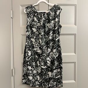 Jonathan Martin Black, greenish and White Sheath Mini Dress